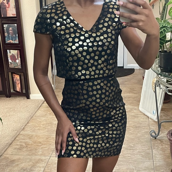 KENSIE Black & Gold Dot Dress - Picture 3 of 3